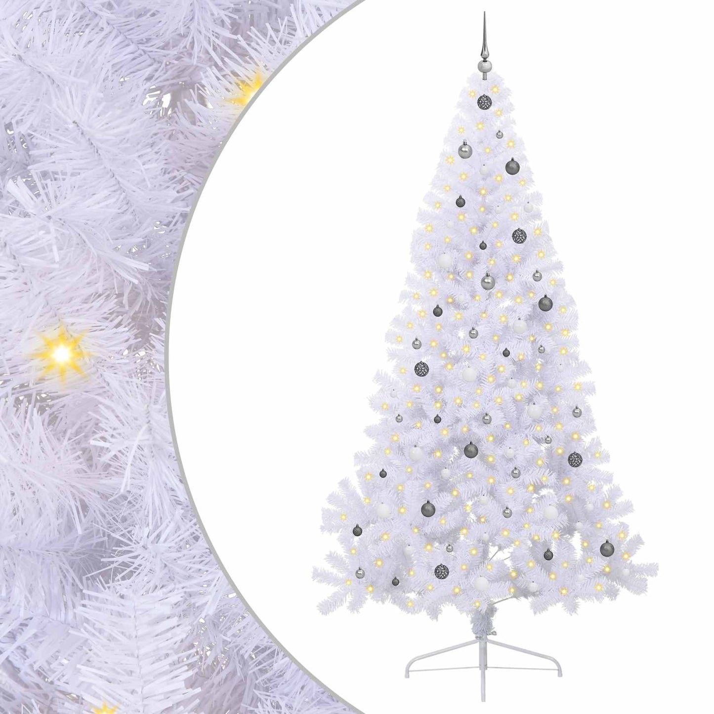 Kunstkerstboom met 300 LED Wit 240 cm PVC en staal