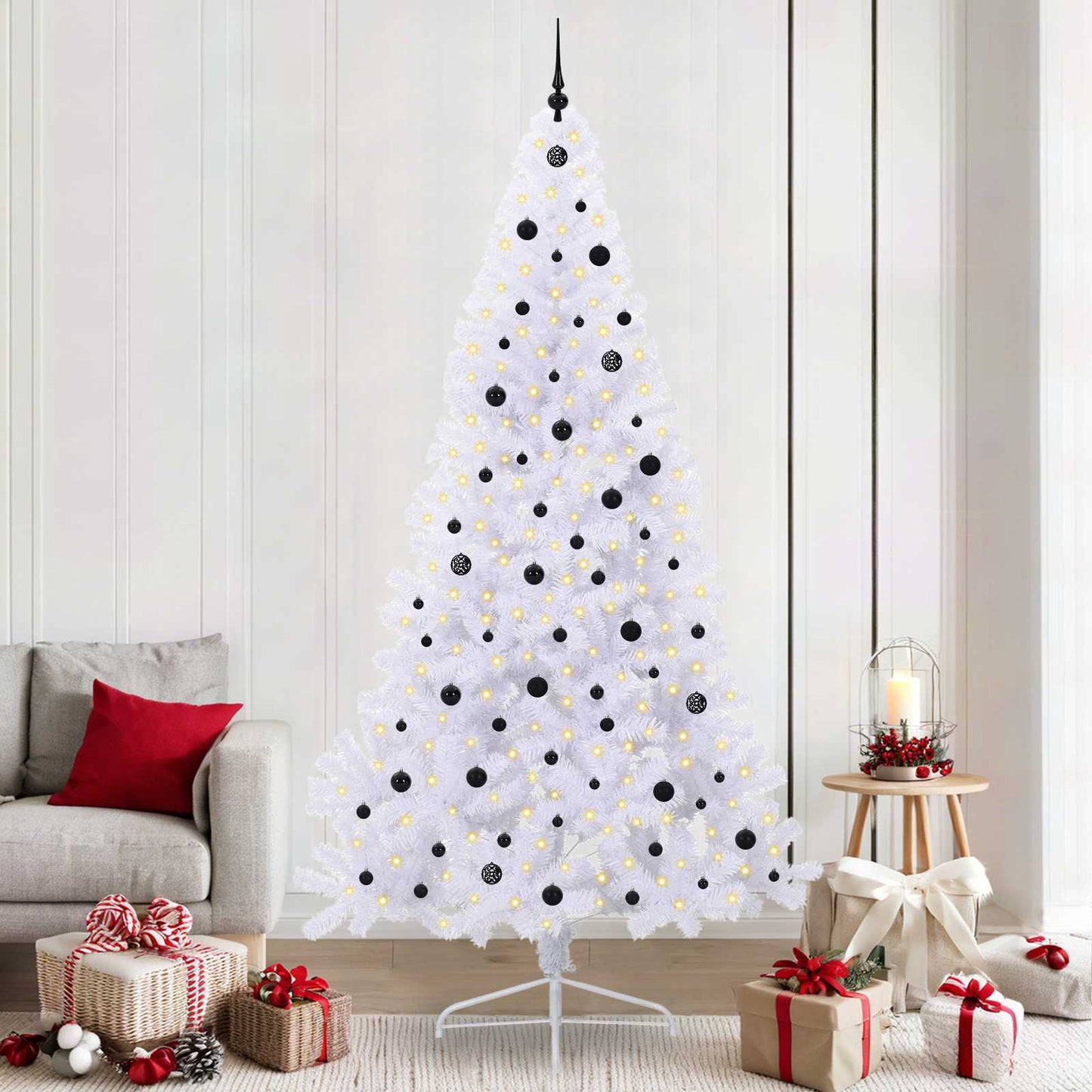Kunstkerstboom met 300 LED Wit 240 cm PVC en staal