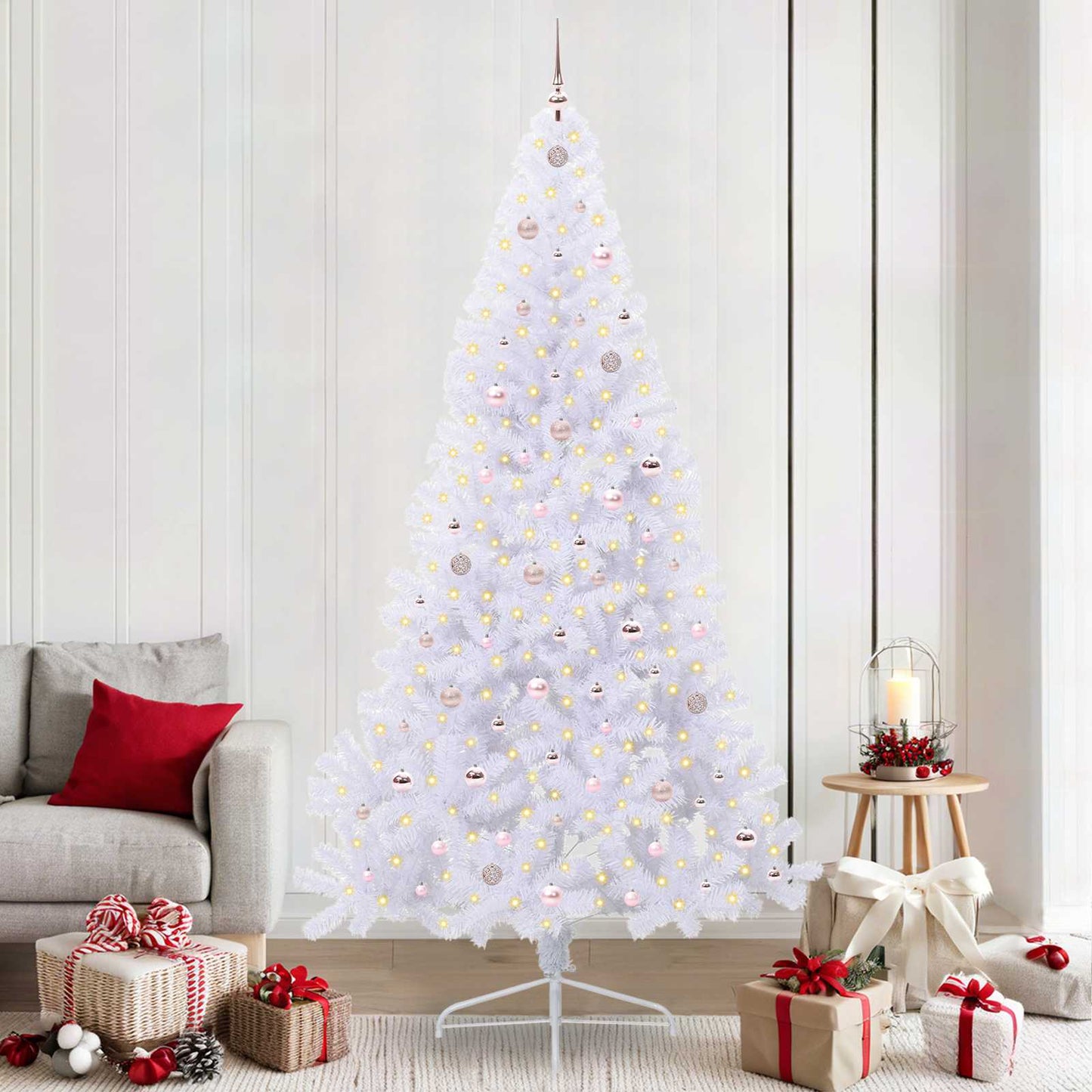 Kunstkerstboom met 300 LED Wit 240 cm PVC en staal