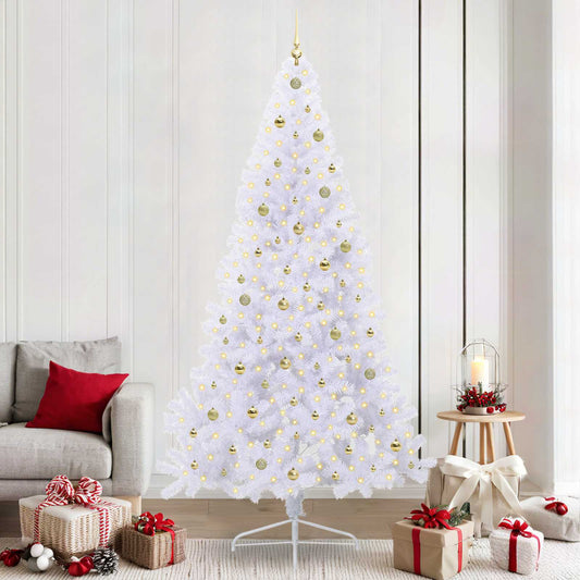 Kunstkerstboom met 300 LED Wit 240 cm PVC en staal