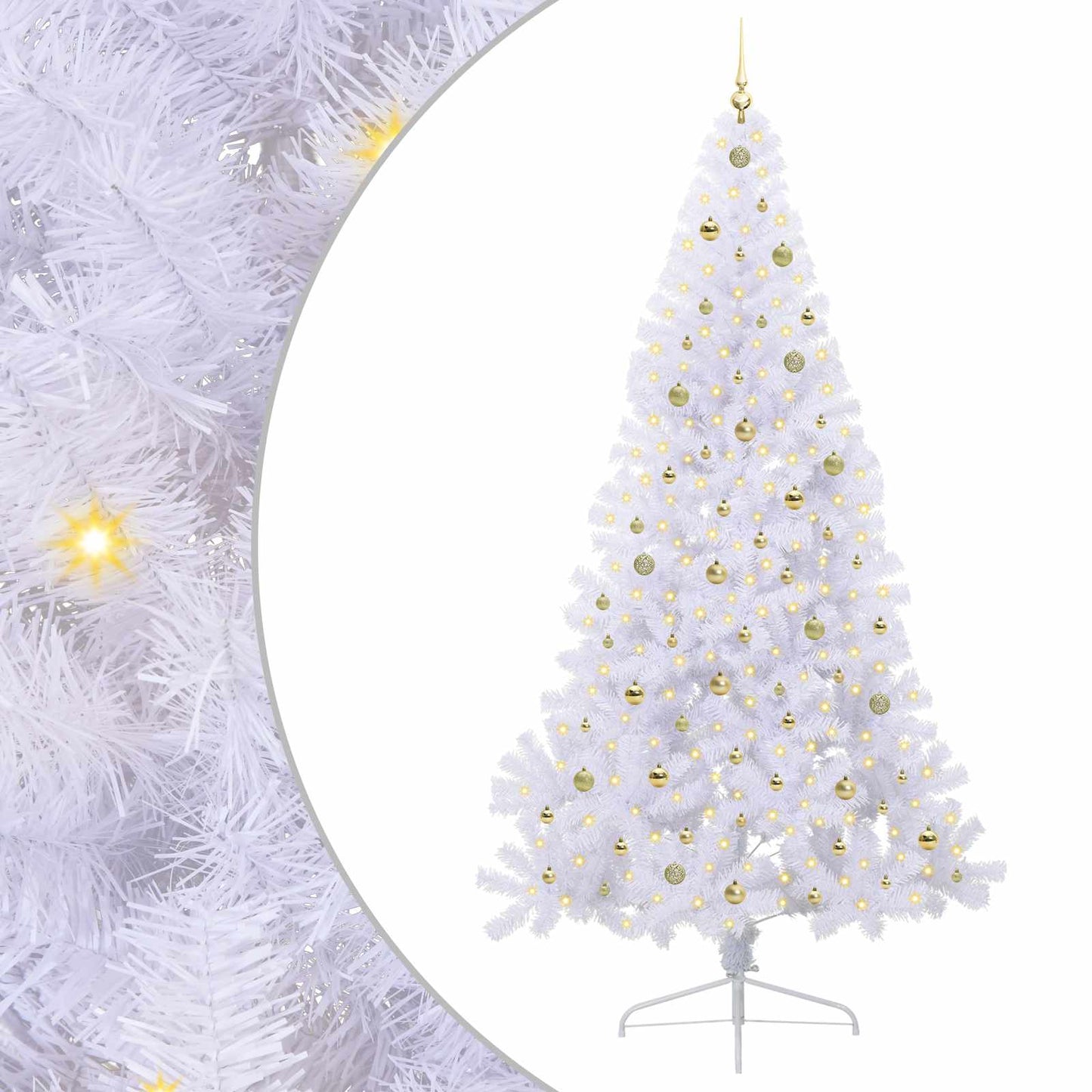 Kunstkerstboom met 300 LED Wit 240 cm PVC en staal