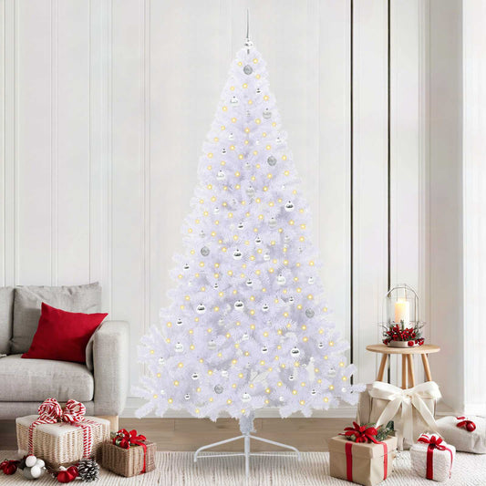 Kunstkerstboom met 300 LED Wit 240 cm PVC en staal