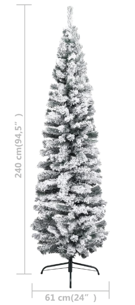 Kunstkerstboom met sneeuw smal PVC groen
