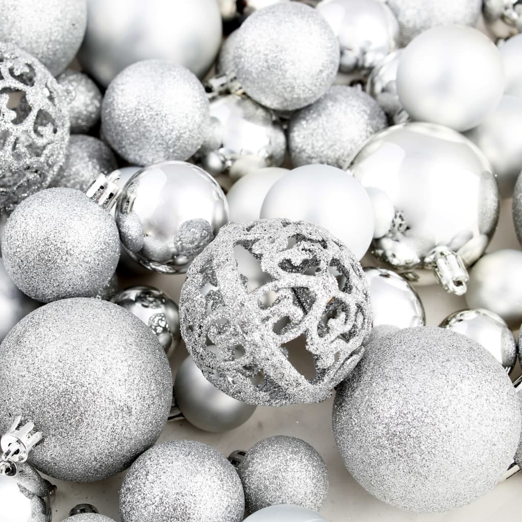 100-delige Kerstballenset 3/4/6 cm zilverkleurig