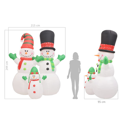 Kerstsneeuwpoppen Santa Family opblaasbaar LED IP44 240 cm