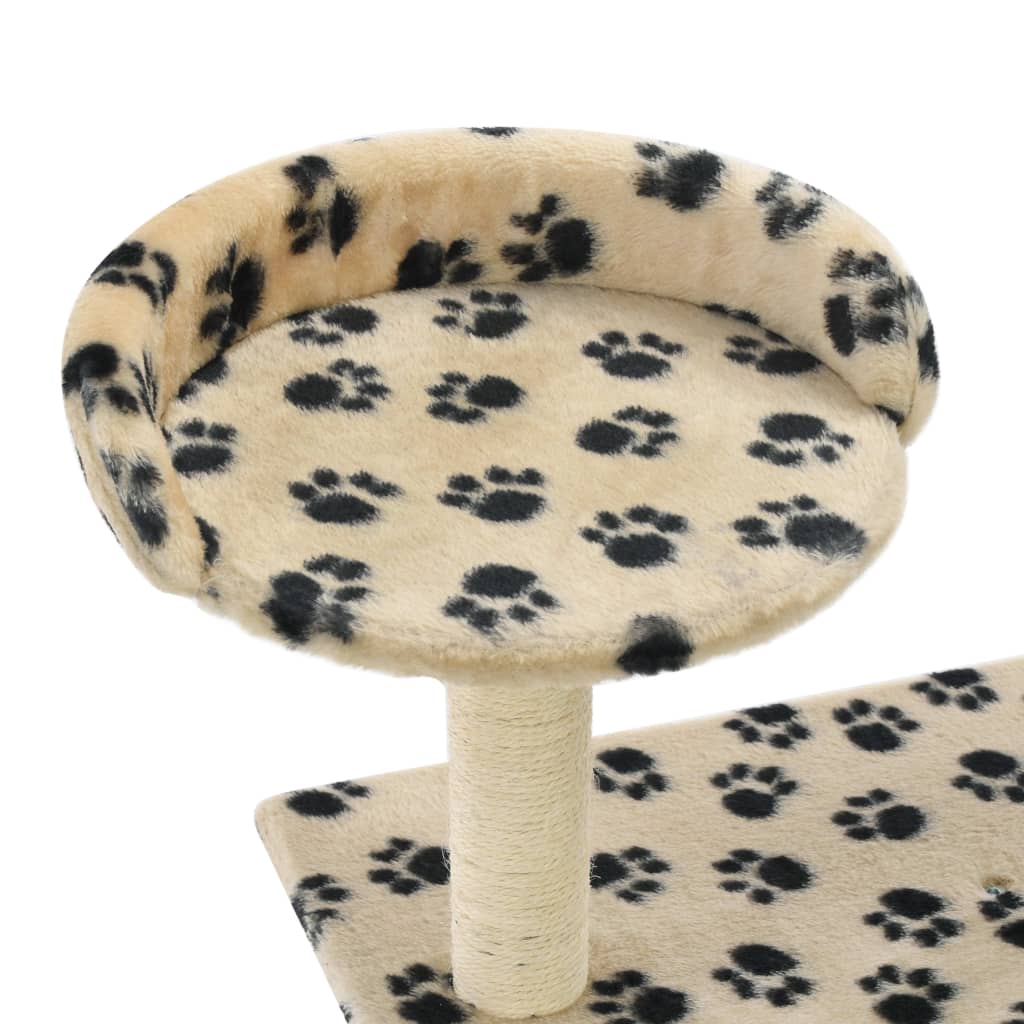 Cat scratching post with sisal scratching posts 95 cm paw prints beige