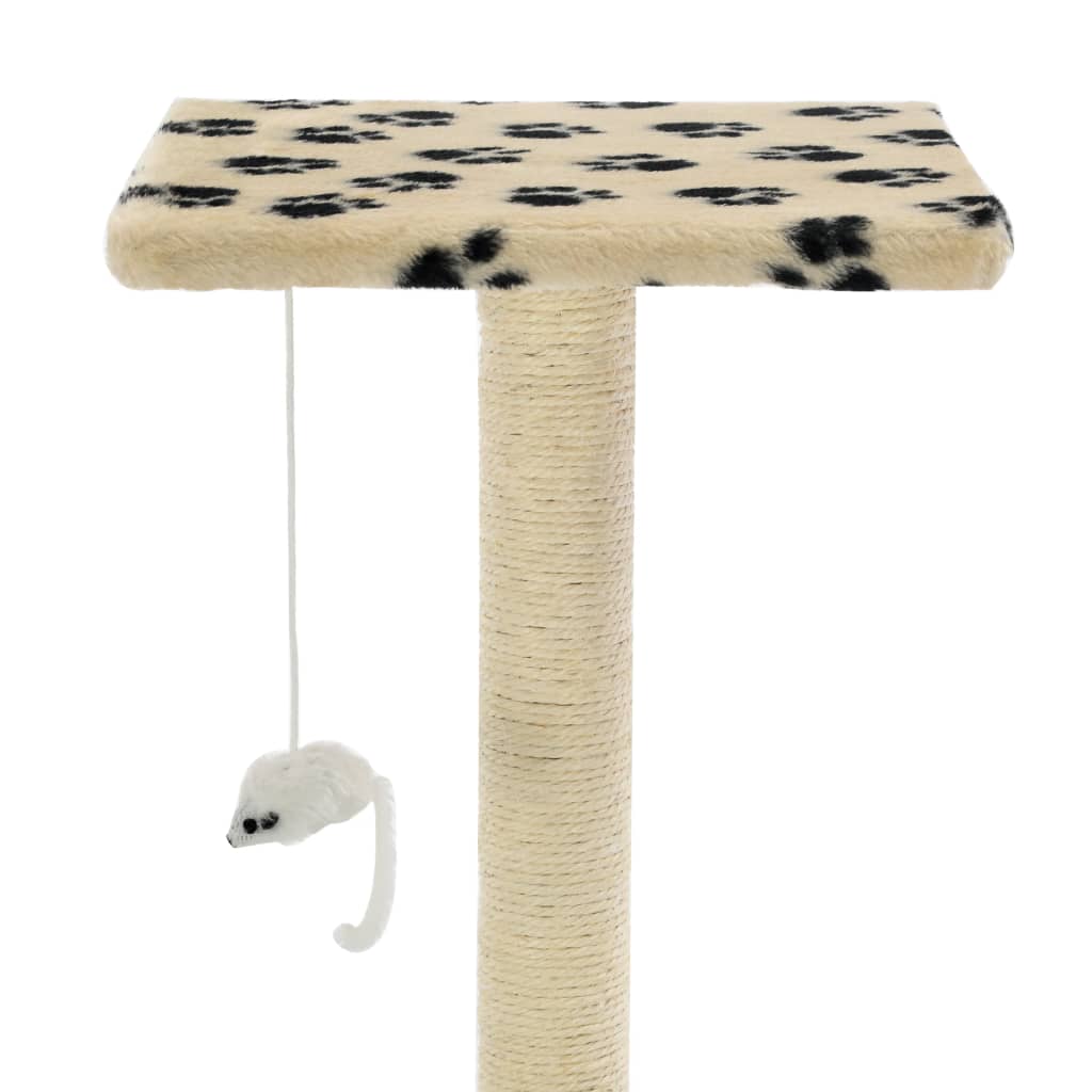 Cat scratching post with sisal scratching posts 95 cm paw prints beige