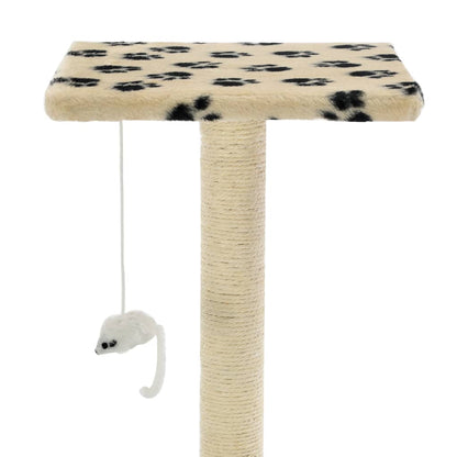 Cat scratching post with sisal scratching posts 95 cm paw prints beige