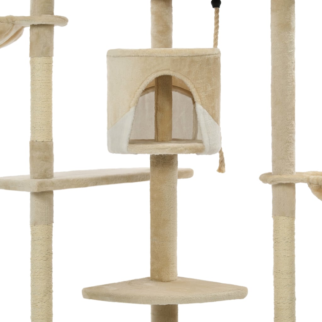 Cat scratching post with sisal scratching posts 203 cm beige and white