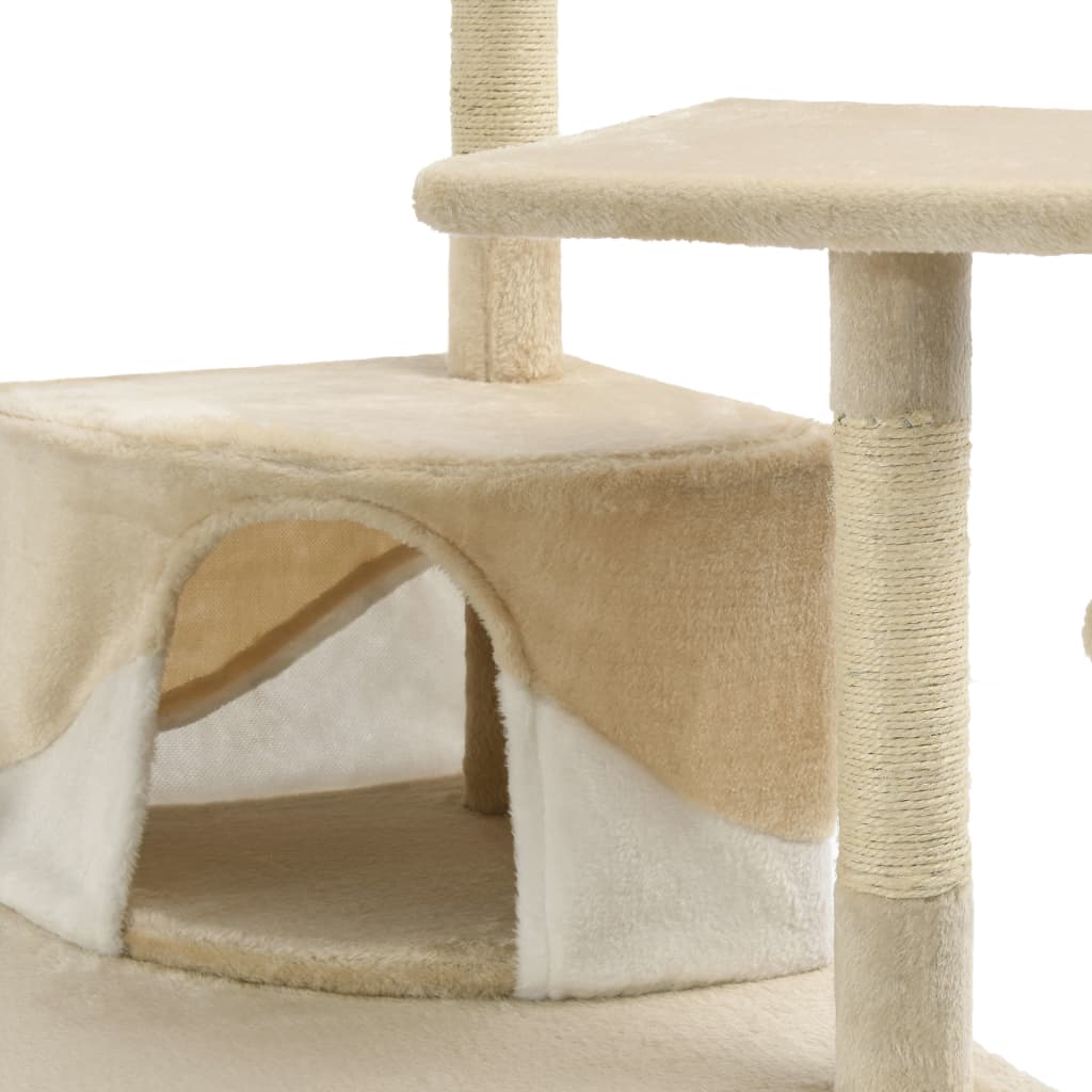 Cat scratching post with sisal scratching posts 203 cm beige and white
