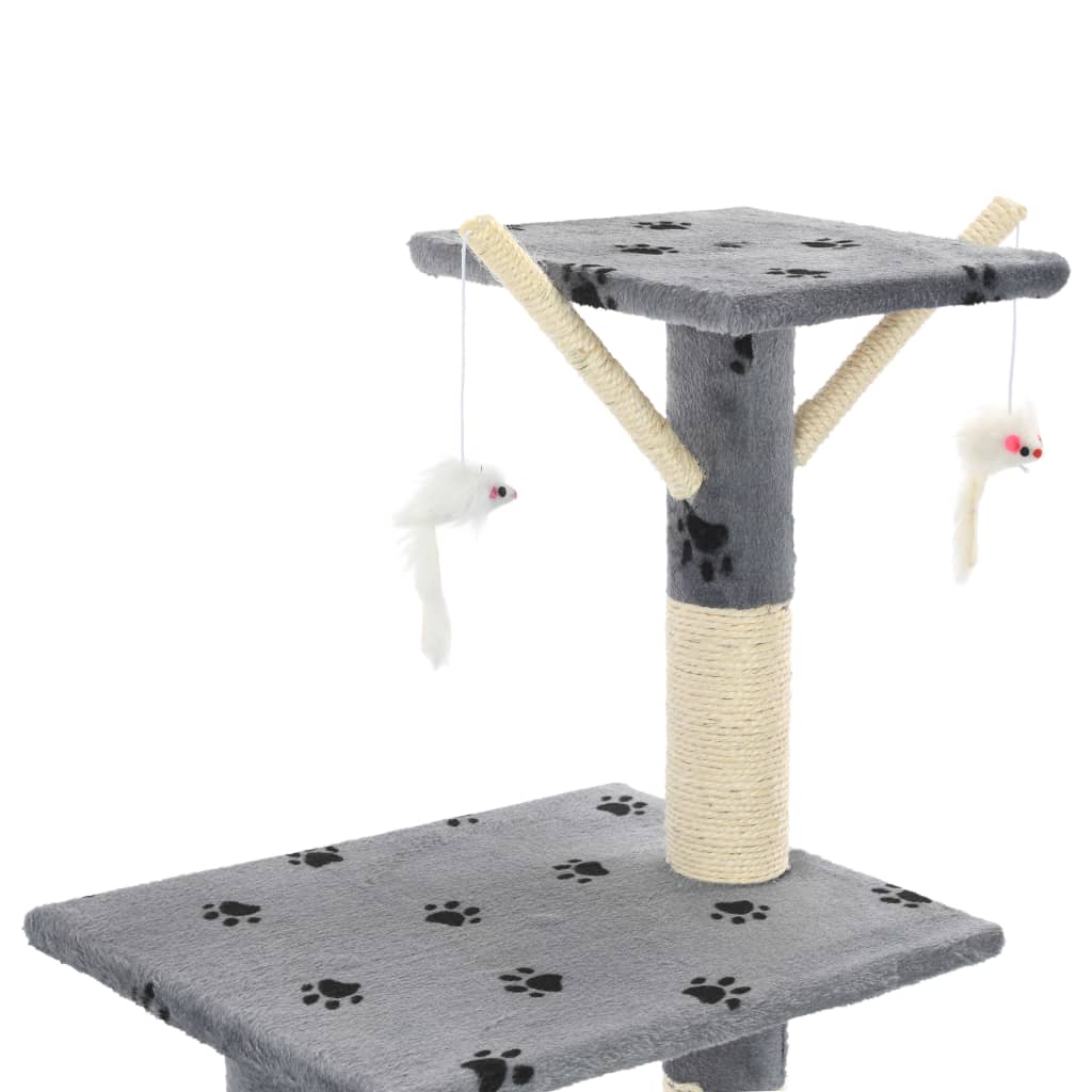 Cat scratching post with sisal scratching posts 138 cm paw prints gray
