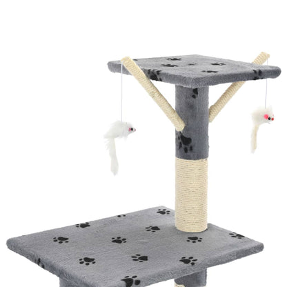Cat scratching post with sisal scratching posts 138 cm paw prints gray