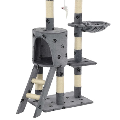 Cat scratching post with sisal scratching posts 138 cm paw prints gray