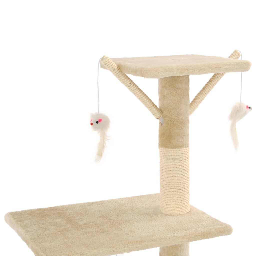 Cat scratching post with sisal scratching posts 138 cm beige