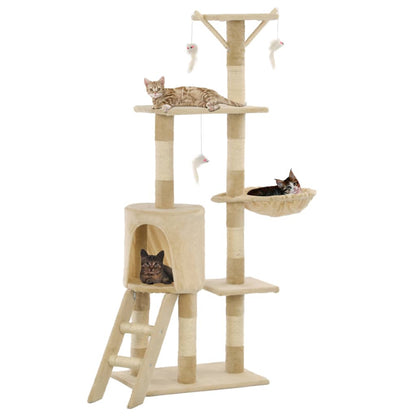 Cat scratching post with sisal scratching posts 138 cm beige