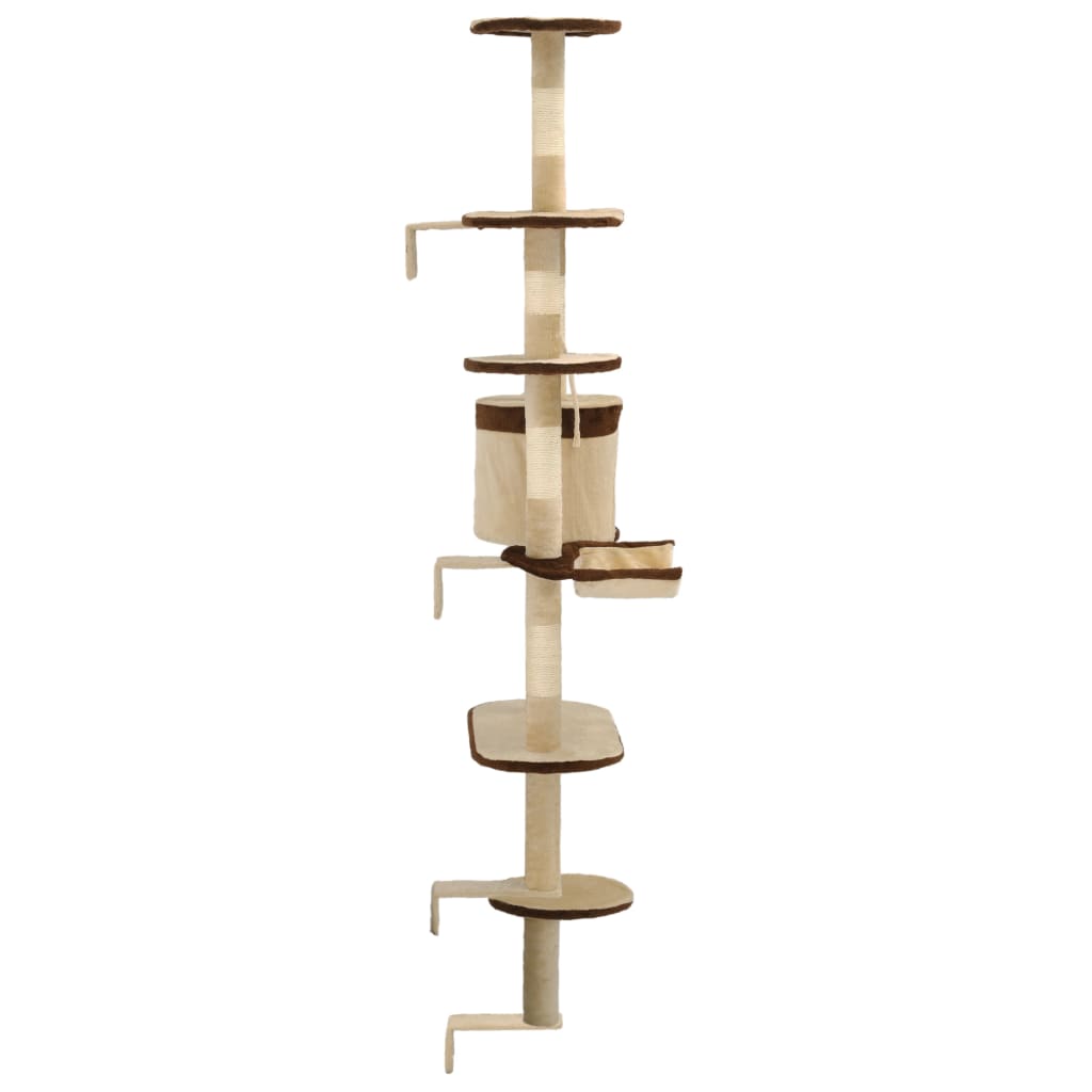 Cat scratching post with scratching posts wall mounting 194 cm beige brown
