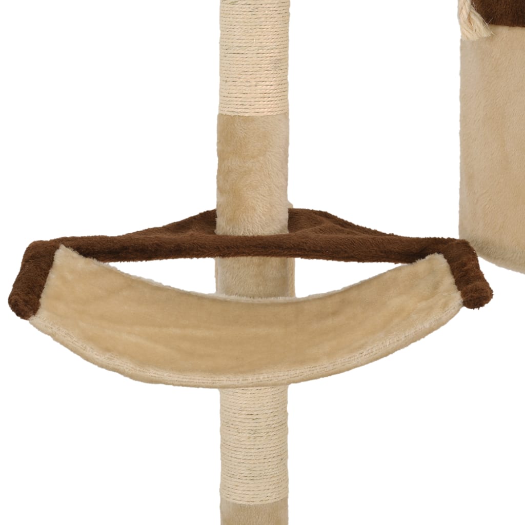 Cat scratching post with scratching posts wall mounting 194 cm beige brown