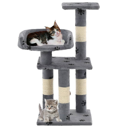 Cat scratching post with sisal scratching posts 65 cm paw prints gray