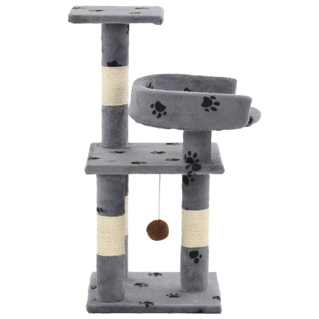 Cat scratching post with sisal scratching posts 65 cm paw prints gray