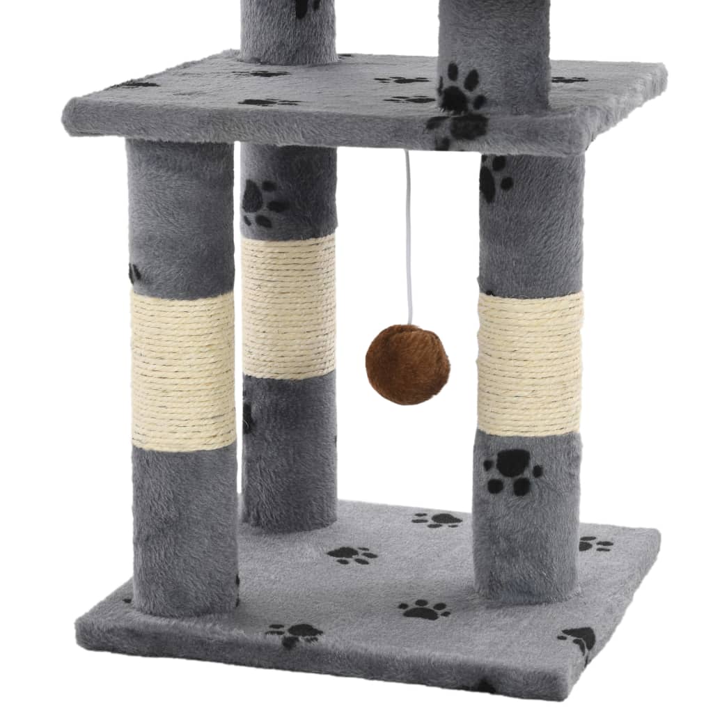 Cat scratching post with sisal scratching posts 65 cm paw prints gray