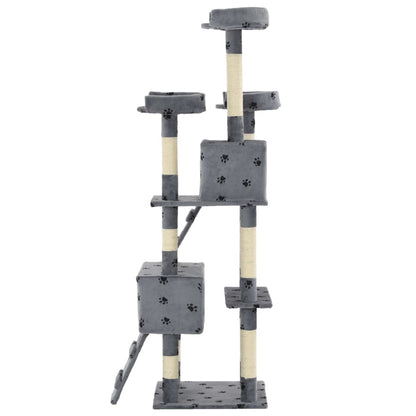 Cat scratching post with sisal scratching posts 170 cm paw prints gray