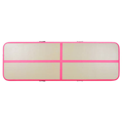Gymnastiekmat met pomp opblaasbaar 300x100x10 cm PVC roze