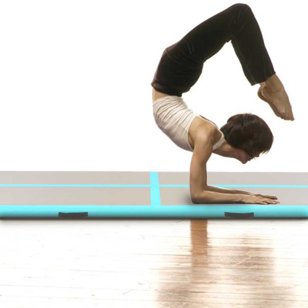 Gymnastiekmat met pomp opblaasbaar 300x100x10 cm PVC groen