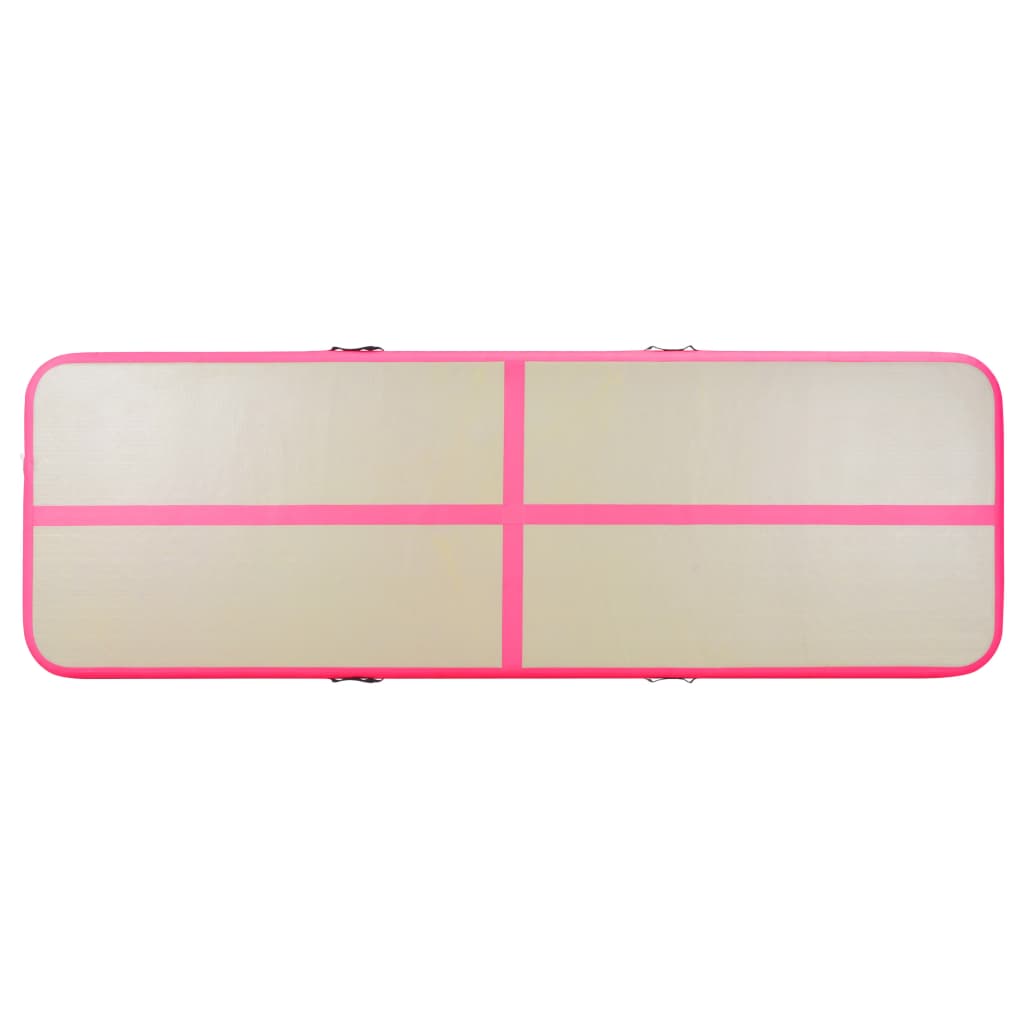 Gymnastiekmat met pomp opblaasbaar 400x100x10 cm PVC roze