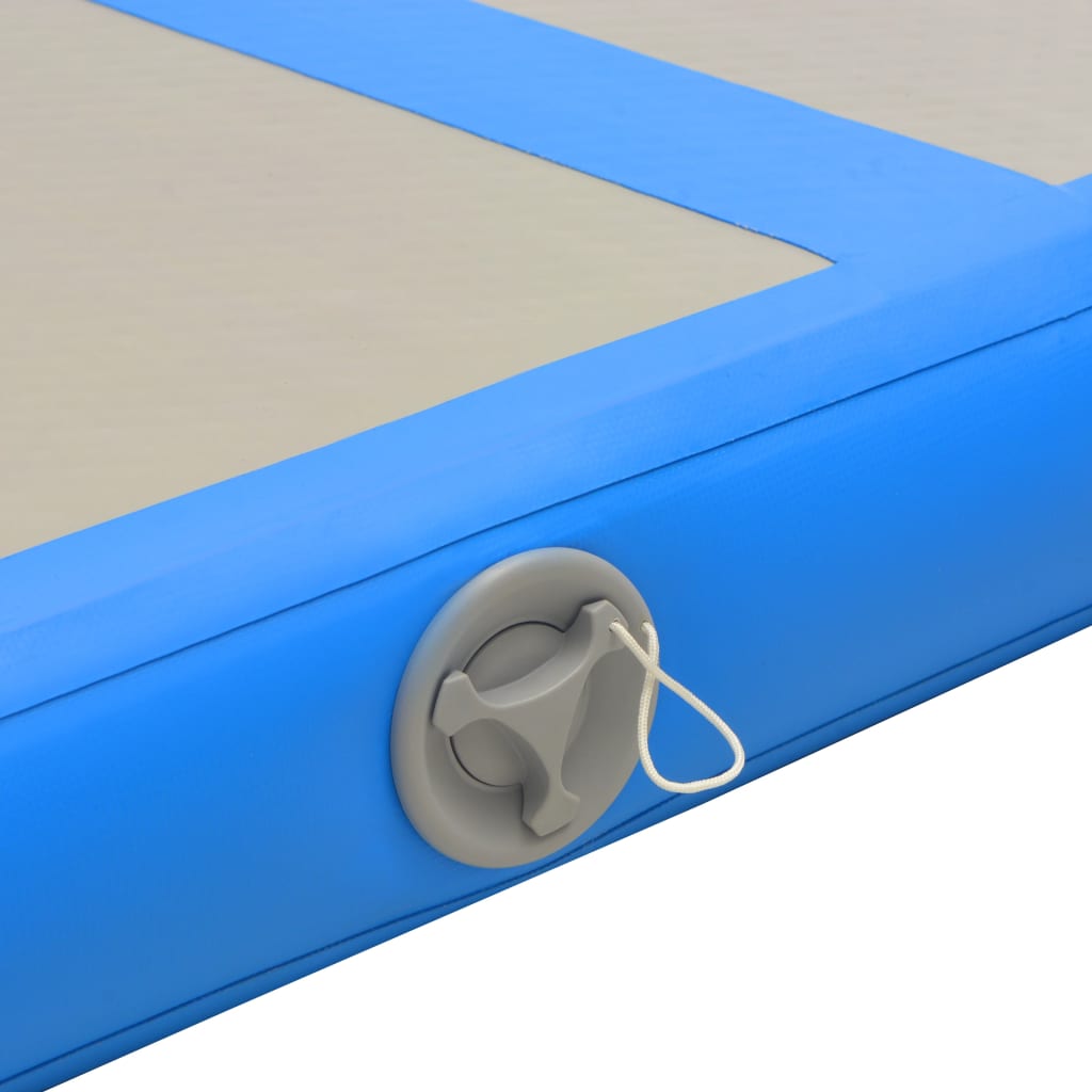 Gymnastiekmat met pomp opblaasbaar 400x100x10 cm PVC blauw