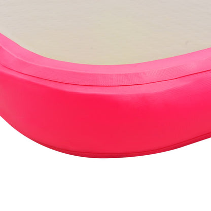 Gymnastiekmat met pomp opblaasbaar 600x100x10 cm PVC roze