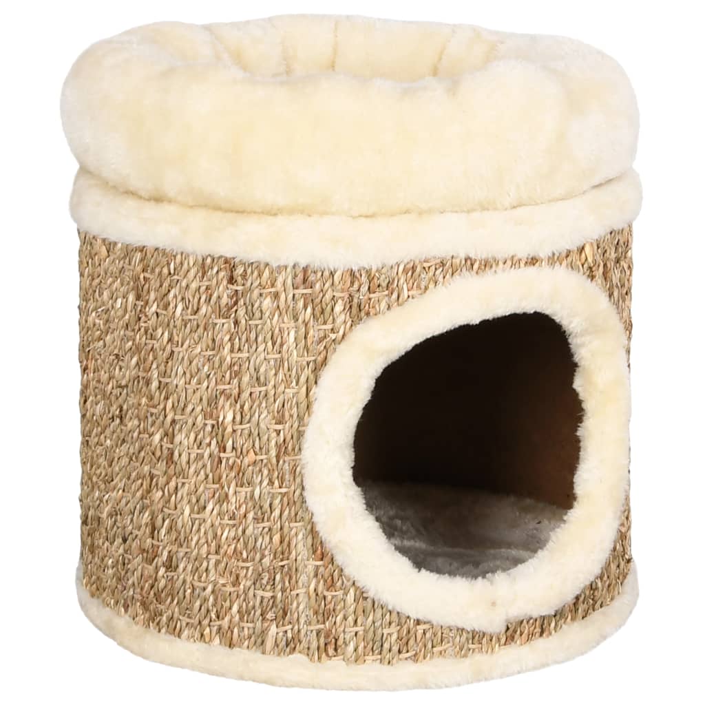 Cat house with luxury cushion 33 cm seagrass