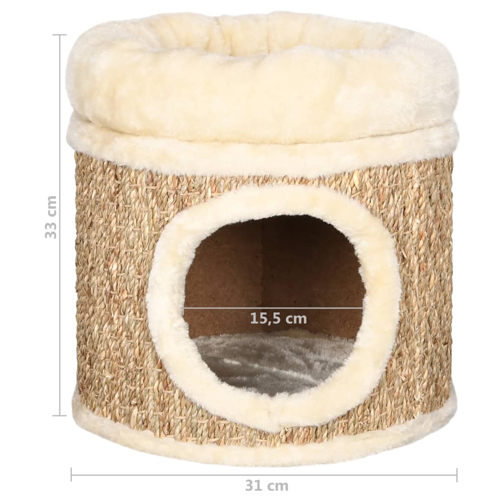 Cat house with luxury cushion 33 cm seagrass