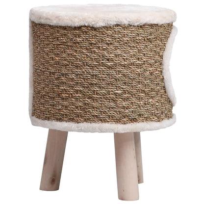Cat house with wooden legs 41 cm seagrass