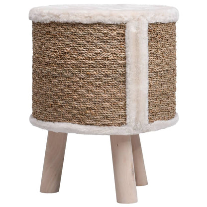 Cat house with wooden legs 41 cm seagrass