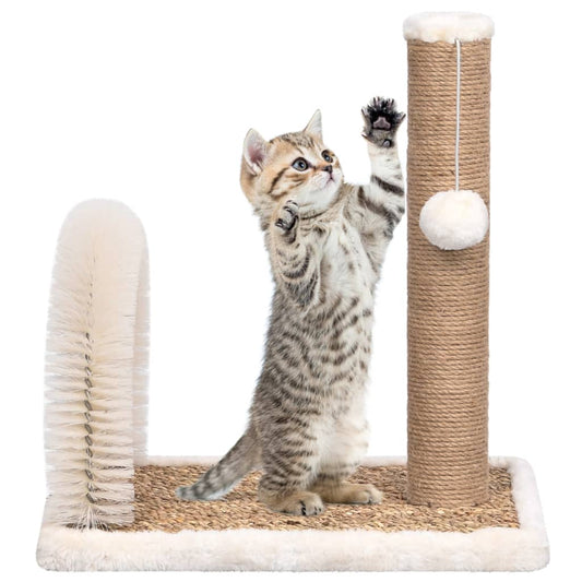 Cat scratching post with brush arch and scratching post