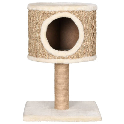 Cat furniture with house and scratching post 52 cm seagrass