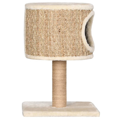 Cat furniture with house and scratching post 52 cm seagrass