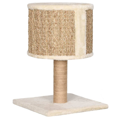 Cat furniture with house and scratching post 52 cm seagrass