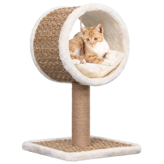 Cat furniture with tunnel and toy 56 cm seagrass