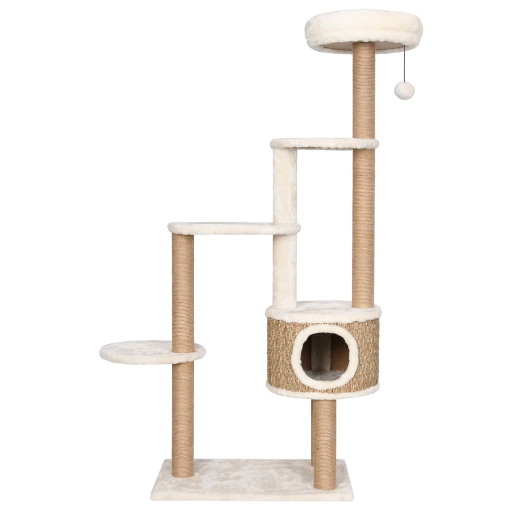 Cat furniture with luxury cushion and scratching posts 148 cm seagrass
