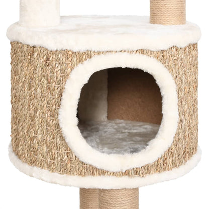 Cat furniture with luxury cushion and scratching posts 148 cm seagrass