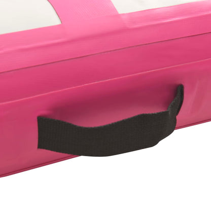 Gymnastiekmat met pomp opblaasbaar 300x100x15 cm PVC roze