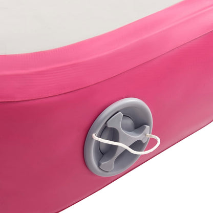 Gymnastiekmat met pomp opblaasbaar 300x100x15 cm PVC roze