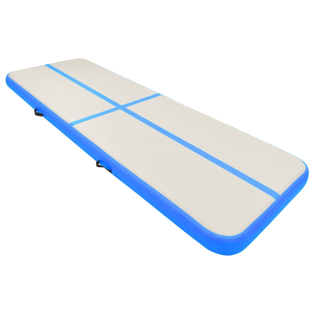 Gymnastiekmat met pomp opblaasbaar 300x100x15 cm PVC blauw