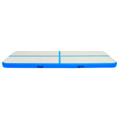 Gymnastiekmat met pomp opblaasbaar 300x100x15 cm PVC blauw