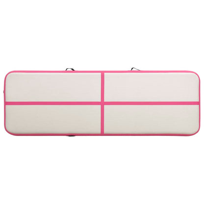 Gymnastiekmat met pomp opblaasbaar 400x100x15 cm PVC roze