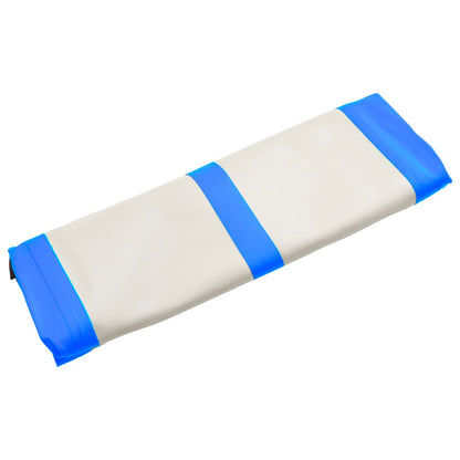 Gymnastiekmat met pomp opblaasbaar 400x100x15 cm PVC blauw