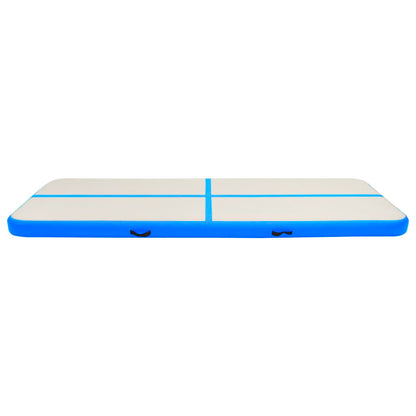 Gymnastiekmat met pomp opblaasbaar 500x100x15 cm PVC blauw