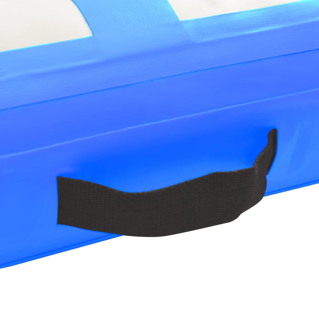 Gymnastiekmat met pomp opblaasbaar 400x100x20 cm PVC blauw