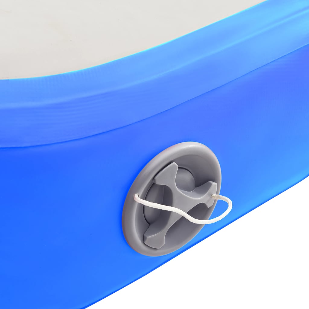 Gymnastiekmat met pomp opblaasbaar 500x100x20 cm PVC blauw